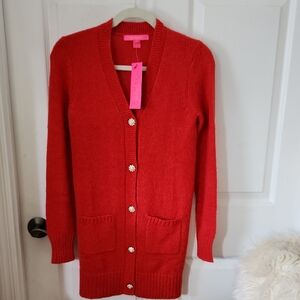 Lilly Pulitzer Red Cardigan Sweater  sz xxs